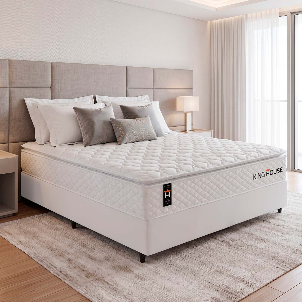 Cama Box Molas Ensacadas New Moon Casal 138x188 Branco Espuma D26 Suporta 120 Kg Por Pessoa
