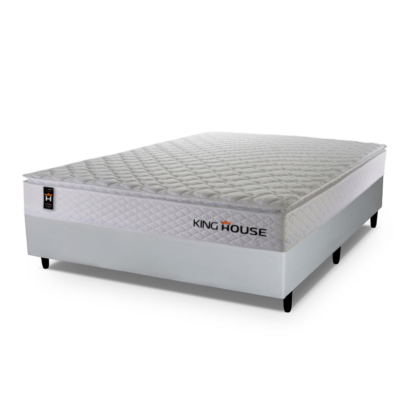 Cama Box Molas Ensacadas New Moon Casal 138x188 Branco Espuma D26 Suporta 120 Kg Por Pessoa