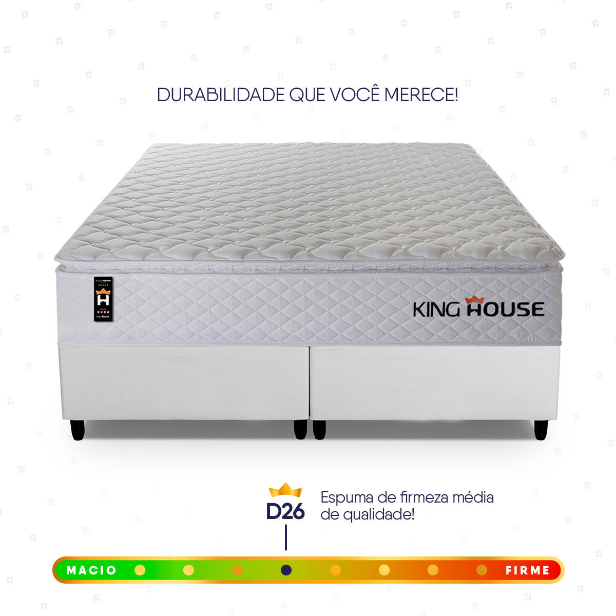 Cama Box c/ Molas Ensacadas New Moon Branco King 193x203x66 Espuma D26 Suporta 110 kg