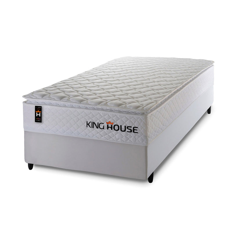 Cama Box Solteiro New Moon 88x188 Branco c/ Molas Ensacadas Espuma D88 Suporta 110 Kg Por Pessoa