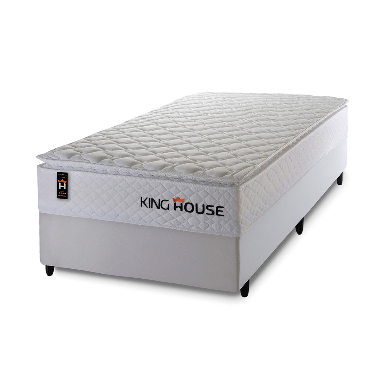 Cama Box Molas Ensacadas New Moon Solteiro 96x203 Branco Espuma D26 Suporta 120 Kg Por Pessoa