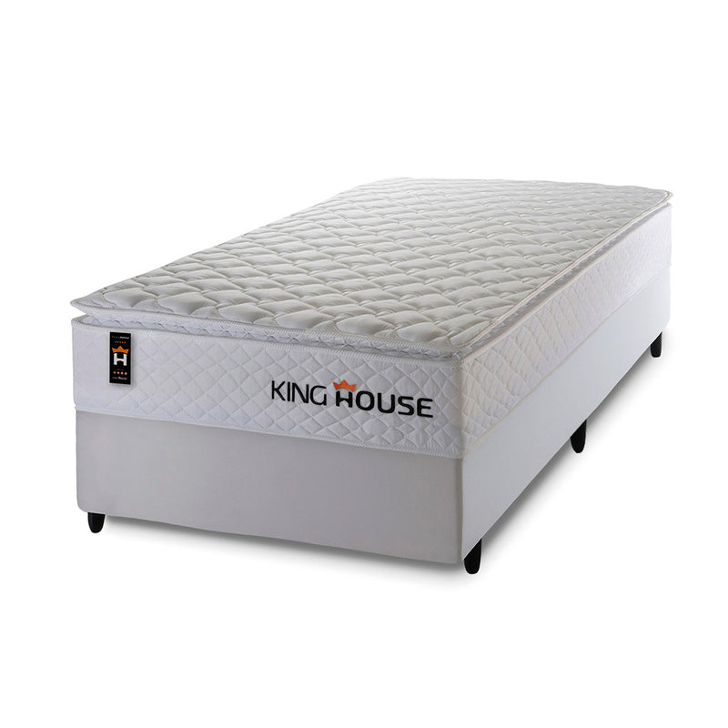 Cama Box Molas Ensacadas New Moon Solteiro 96x203 Branco Espuma D26 Suporta 120 Kg Por Pessoa