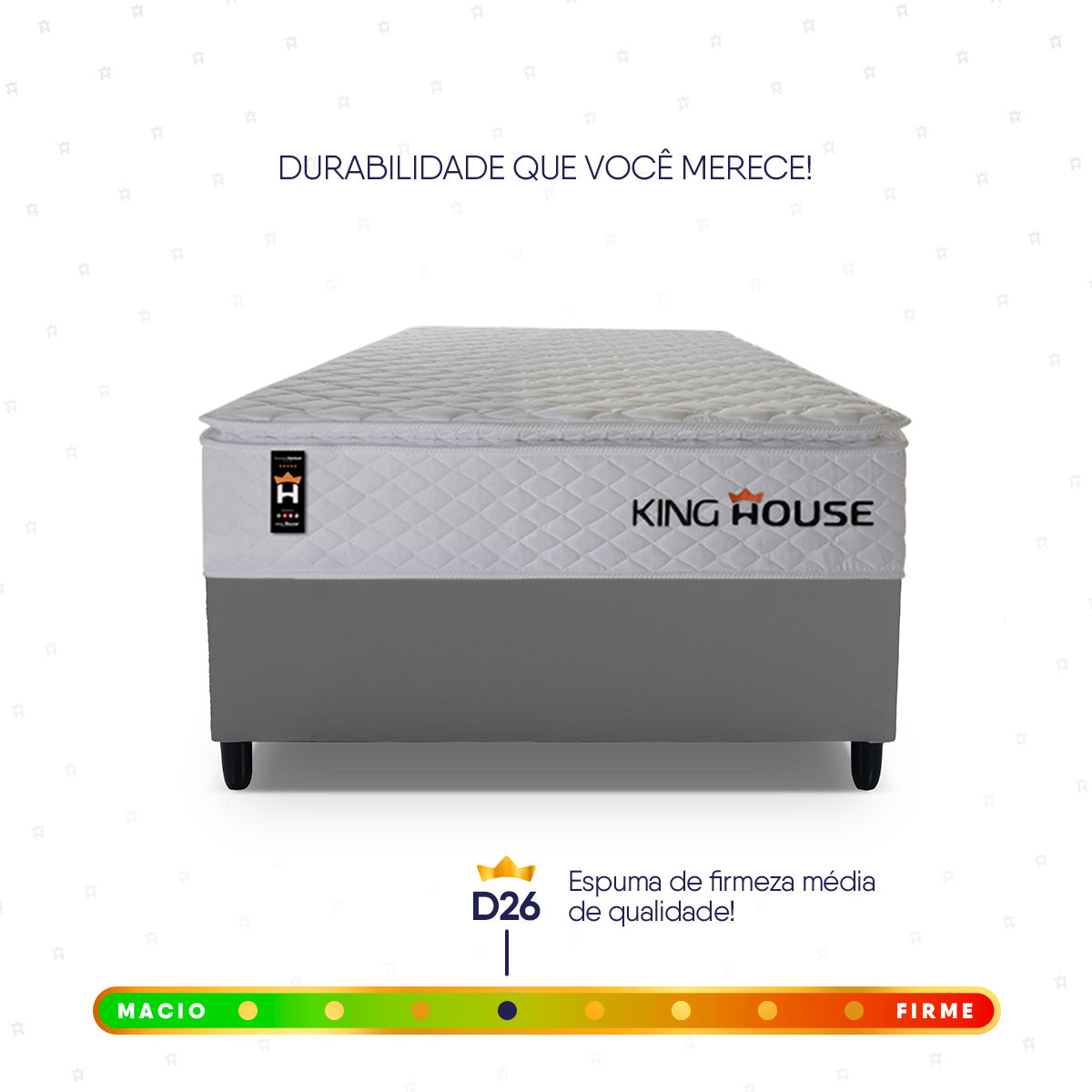 Cama Box Molas Ensacadas New Moon Solteiro 88x188 Cinza Espuma D26 Suporta 120 Kg Por Pessoa