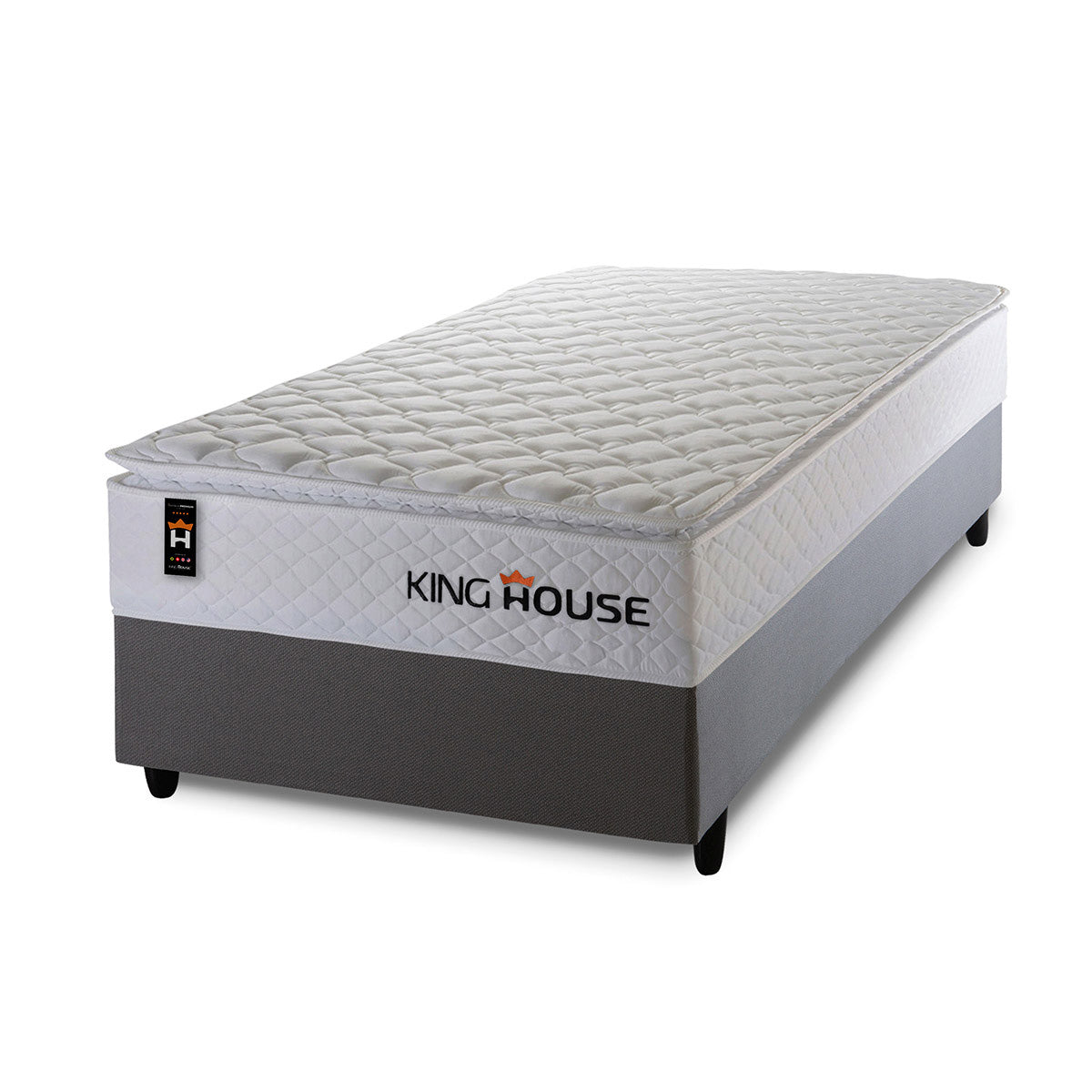 Cama Box Molas Ensacadas New Moon Solteiro 88x188 Cinza Espuma D26 Suporta 120 Kg Por Pessoa