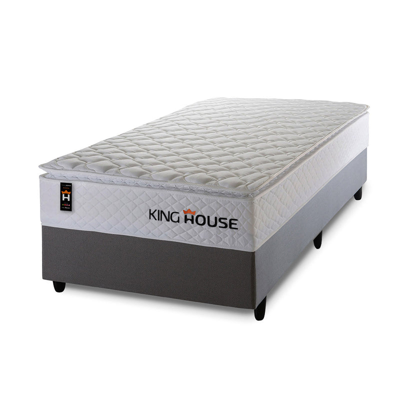 Cama Box Molas Ensacadas New Moon Solteiro 96x203 Cinza Espuma D26 Suporta 120 Kg Por Pessoa