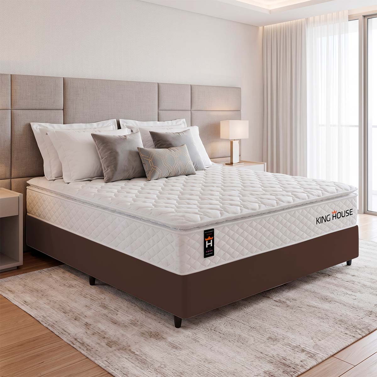 Cama Box Molas Ensacadas New Moon Casal 138x188 Marrom Espuma D26