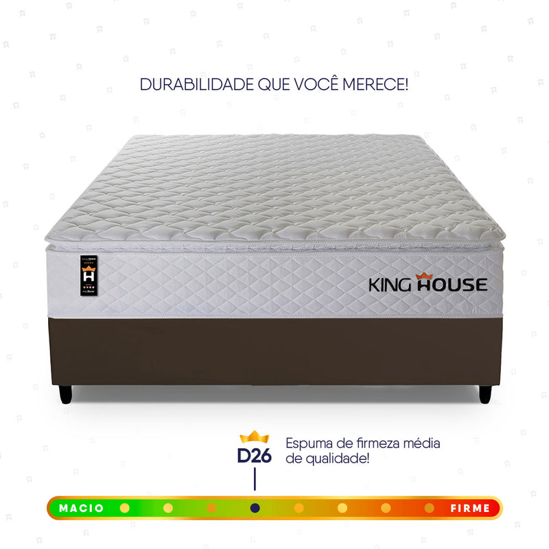 Cama Box Molas Ensacadas New Moon Casal 138x188 Marrom Espuma D26