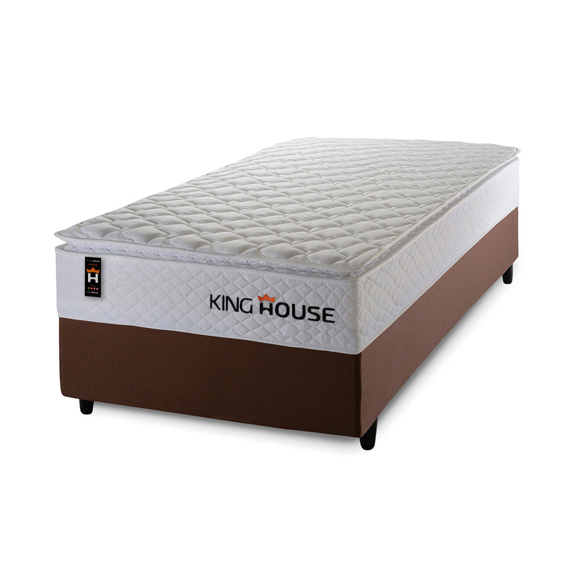 Cama Box Molas Ensacadas New Moon Solteiro 88x188 Marrom Espuma D26 Suporta 120 Kg Por Pessoa