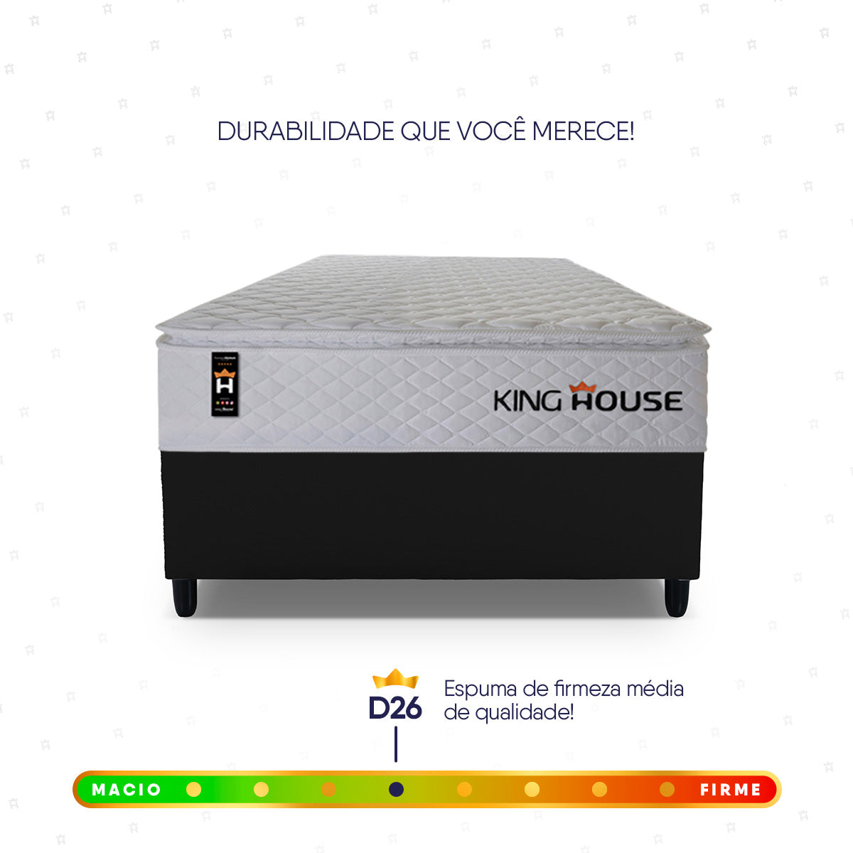 Cama Box Molas Ensacadas New Moon Solteiro 88x188 Preto Espuma D26 Suporta 120 Kg Por Pessoa