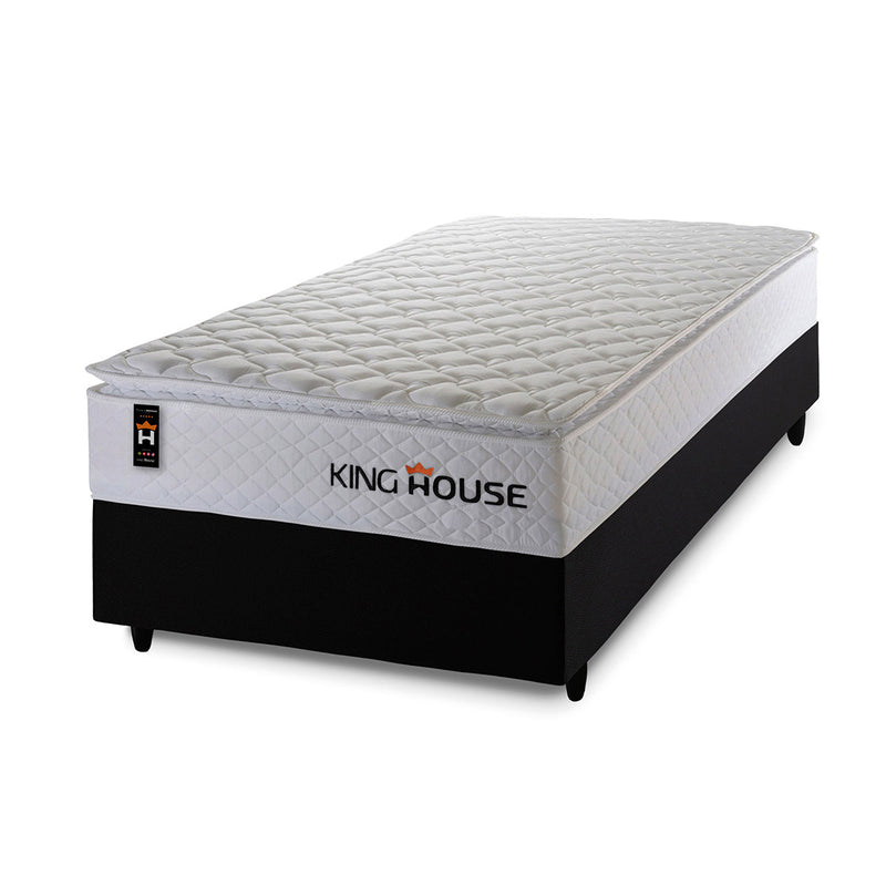 Cama Box Molas Ensacadas New Moon Solteiro 88x188 Preto Espuma D26 Suporta 120 Kg Por Pessoa