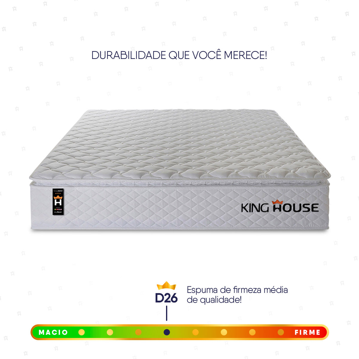 Colchão c/ Molas Ensacadas New Moon Branco Casal 138x188x28 Espuma D26