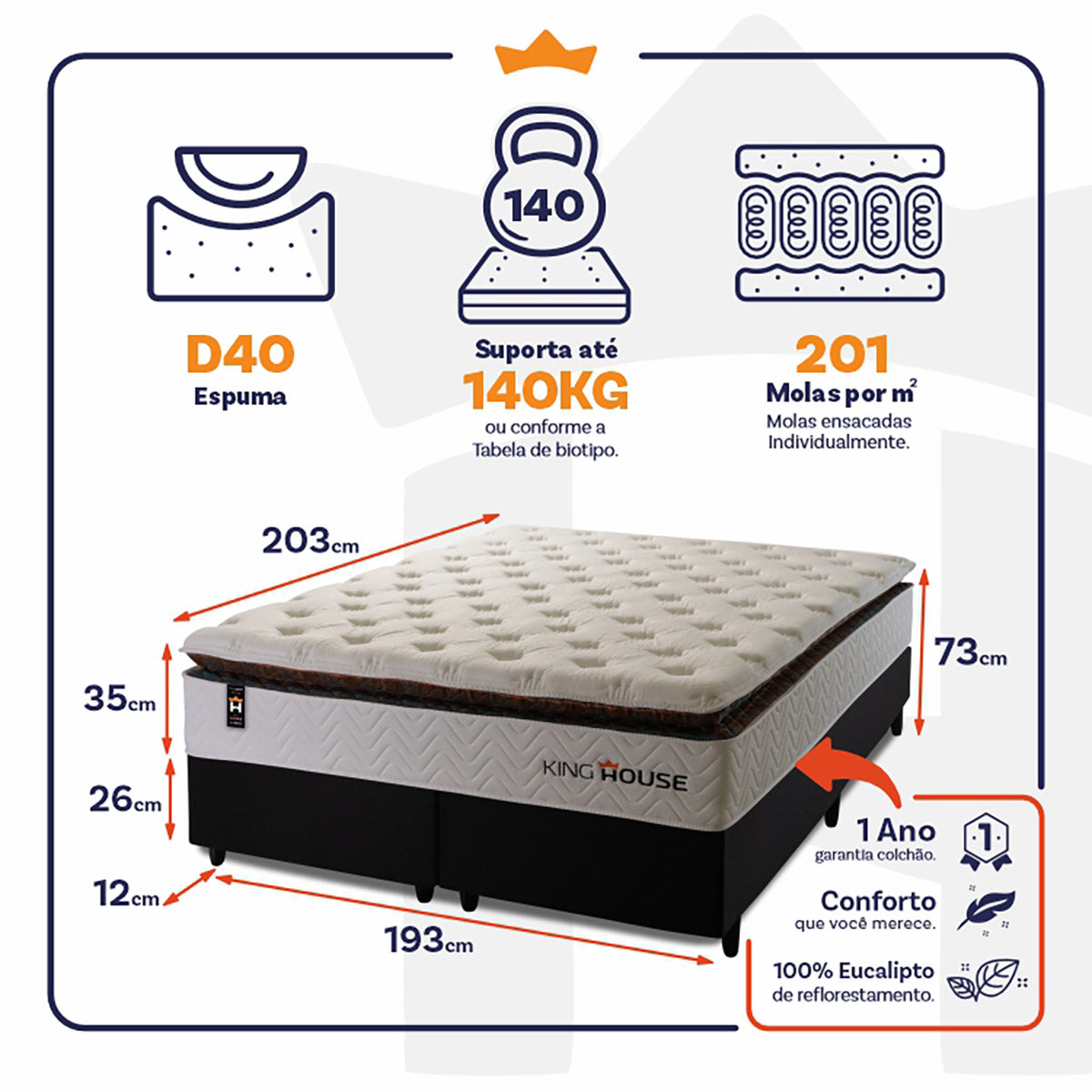Cama Box New York Molas Ensacadas King 193x203 King House