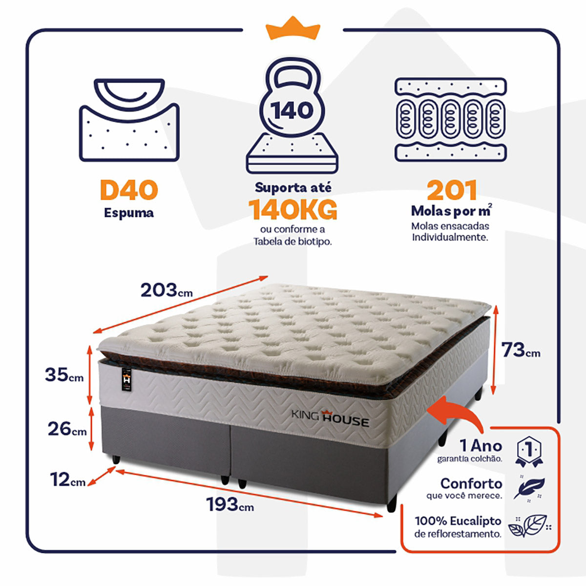 Cama Box New York Molas Ensacadas King 193x203 King House