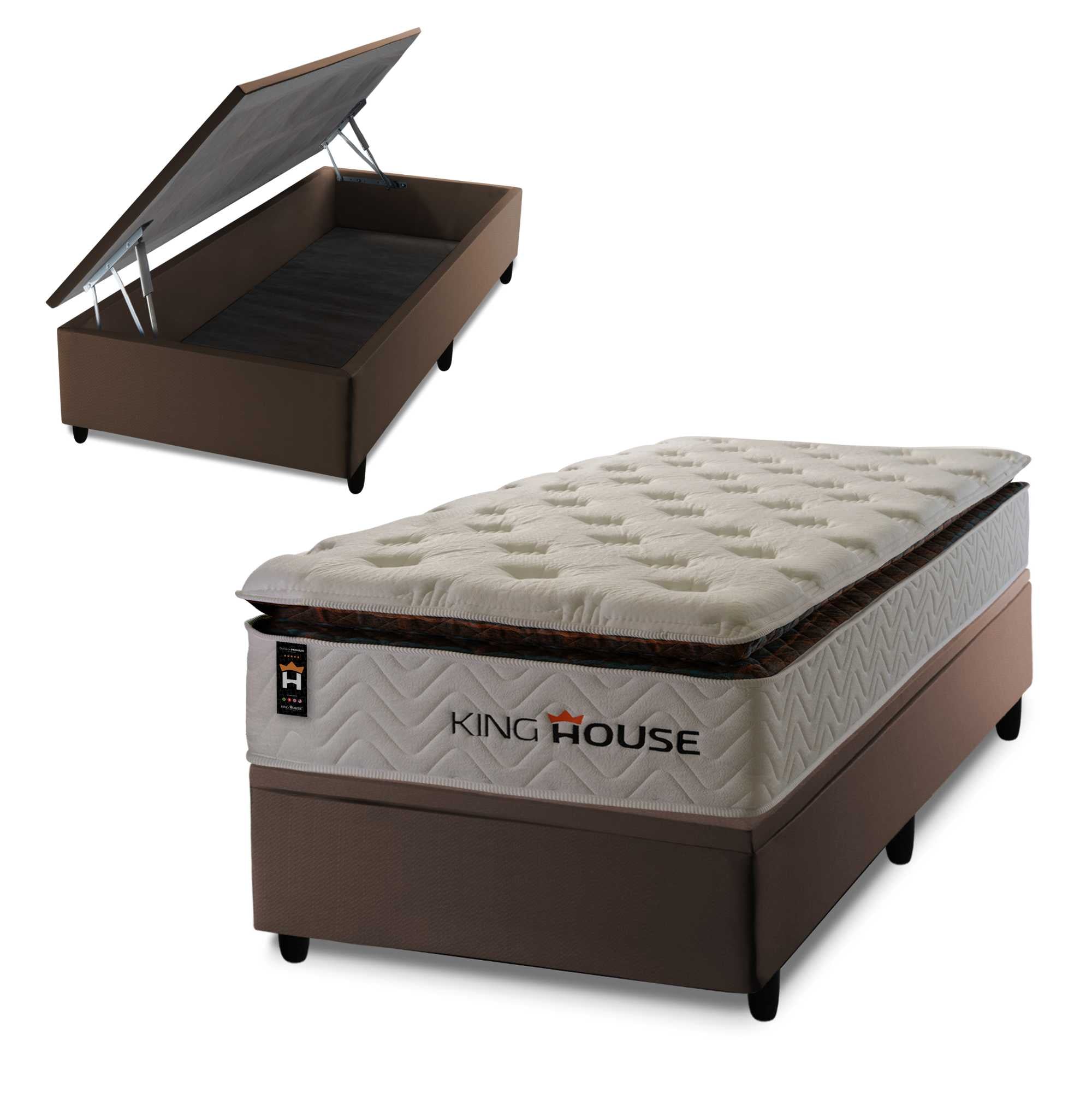 Cama Box Baú New York 96x203 c/ Molas Ensacadas King House
