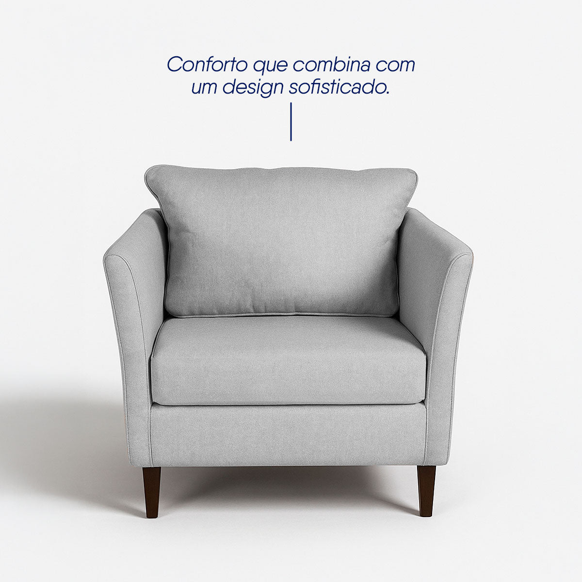 Poltrona Oliver 0,84m Linho Rústico Cinza