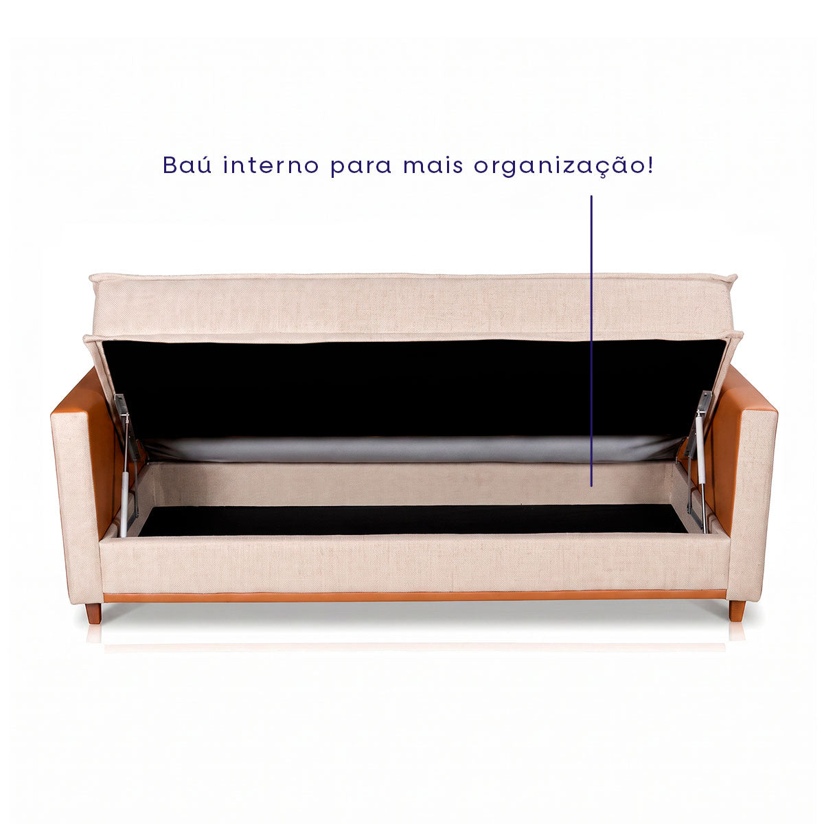 Sofá Cama Oryon 2,12m Linho Reclinável com Baú