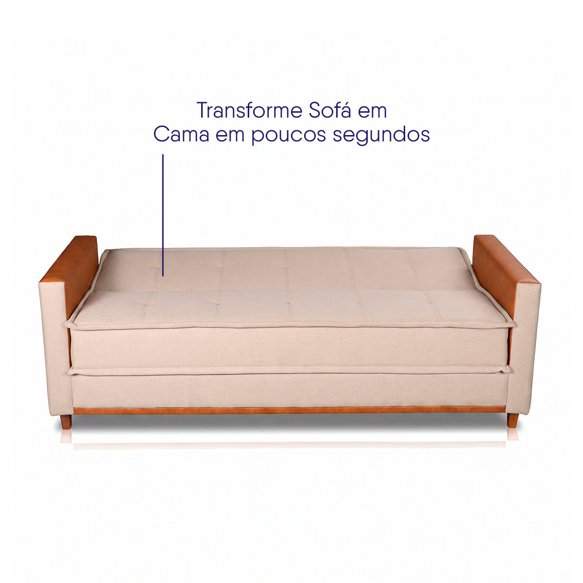 Sofá Cama Oryon 2,12m Linho Reclinável com Baú