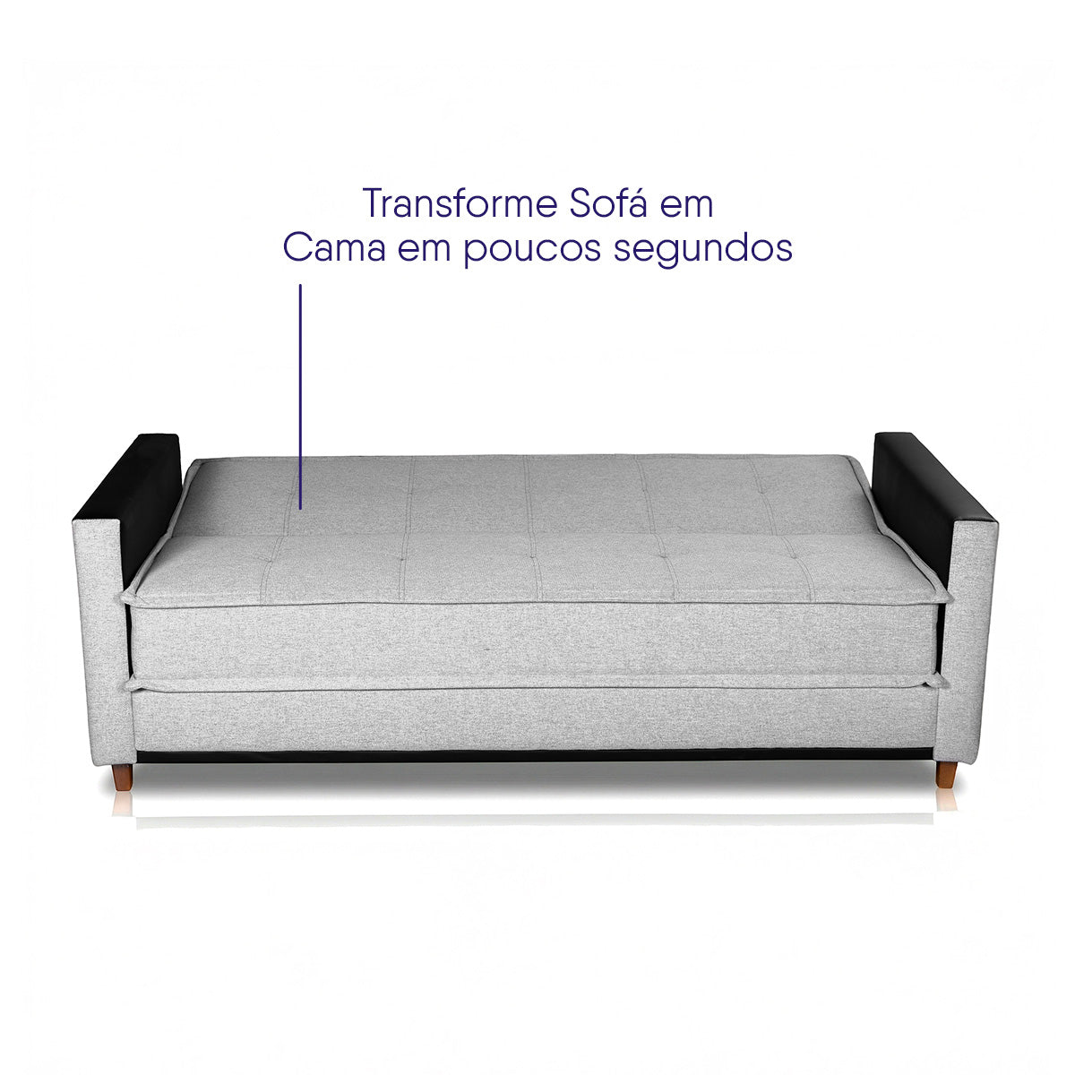 Sofá Cama Oryon 2,12m Linho Cinza Reclinável com Baú
