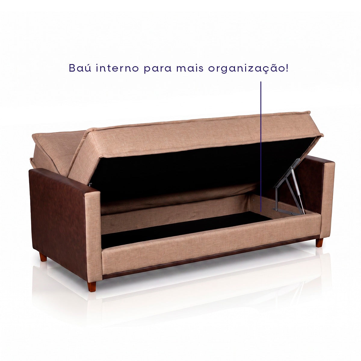 Sofá Cama Oryon 2,12m Linho Reclinável com Baú