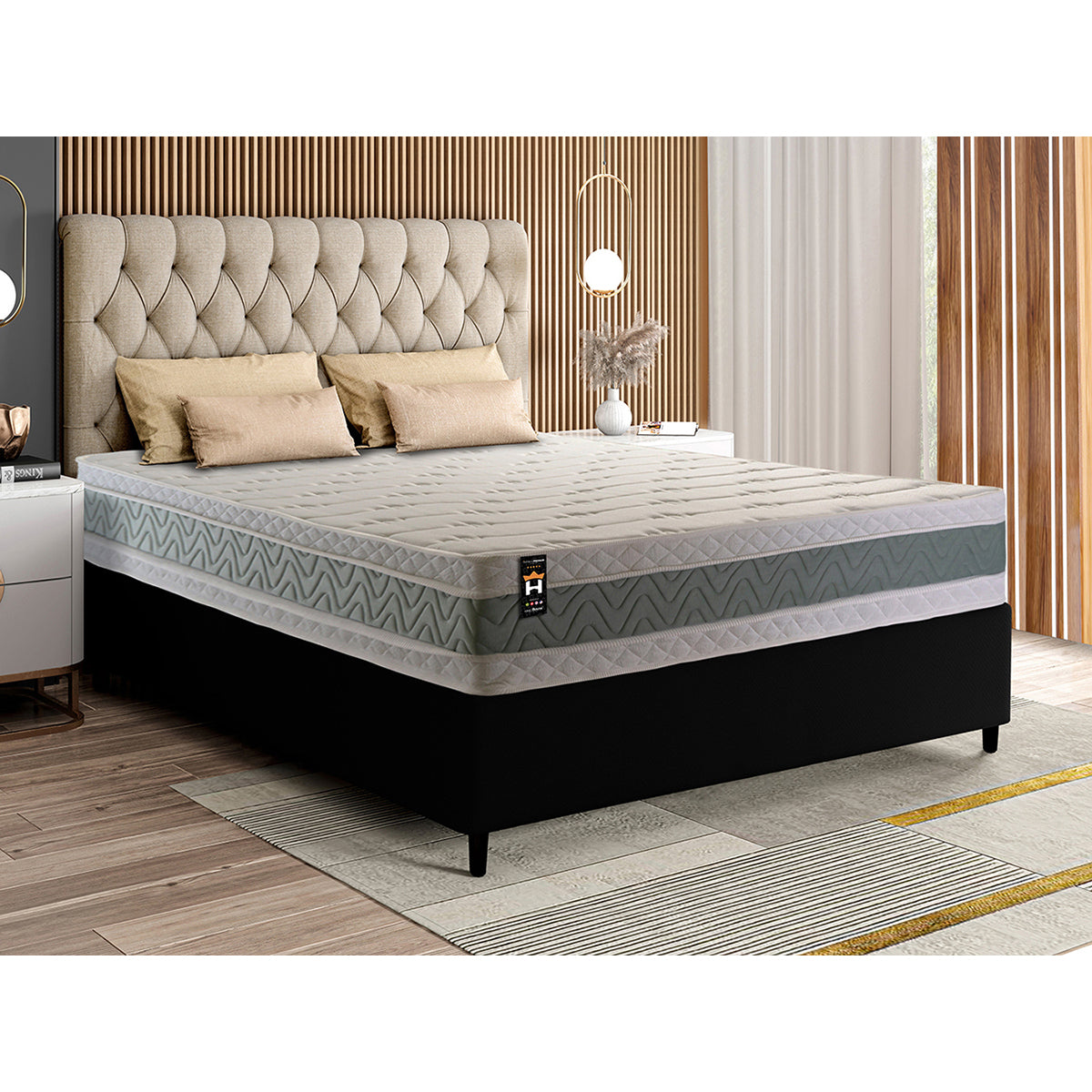 Cama Box Espuma Oxford Casal 138x188 Verde King House