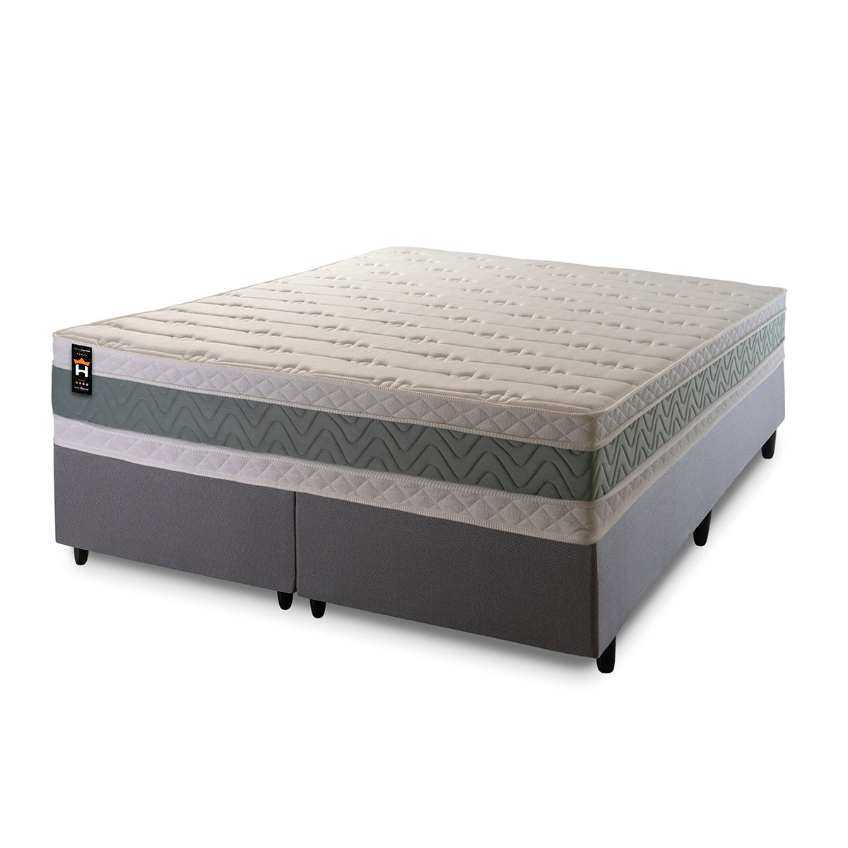 Cama Box Oxford Espuma King 193x203 Cinza King House