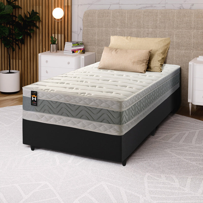 Cama Box Espuma Oxford Solteirão 96x203 Preto King House