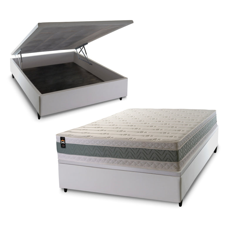 Cama Box Baú Oxford 138x188 Branco Espuma D33 King House