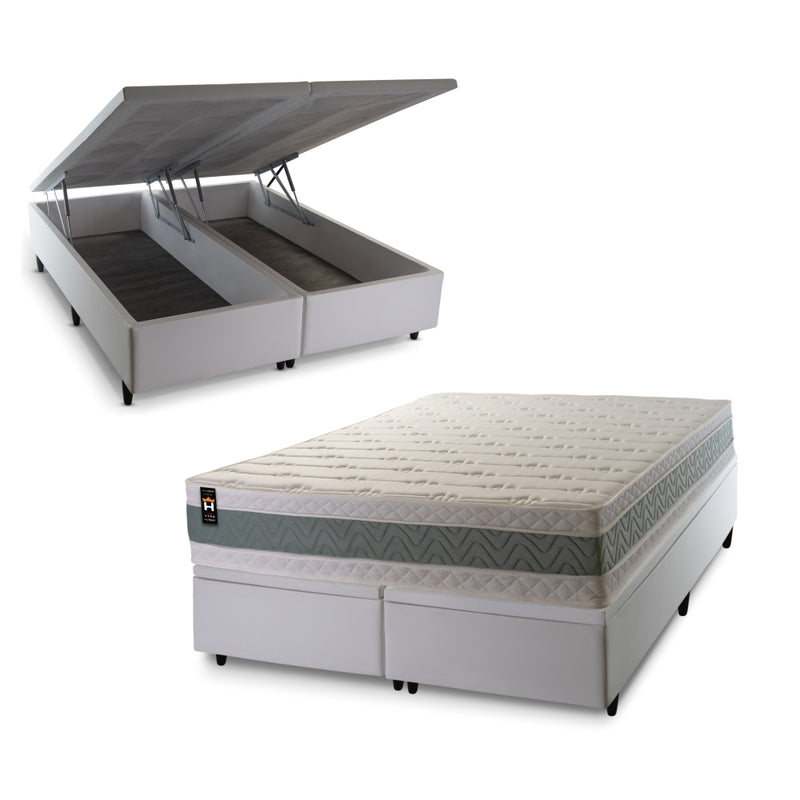 Cama Box Baú Oxford Espuma D33 193x203 Branco King House