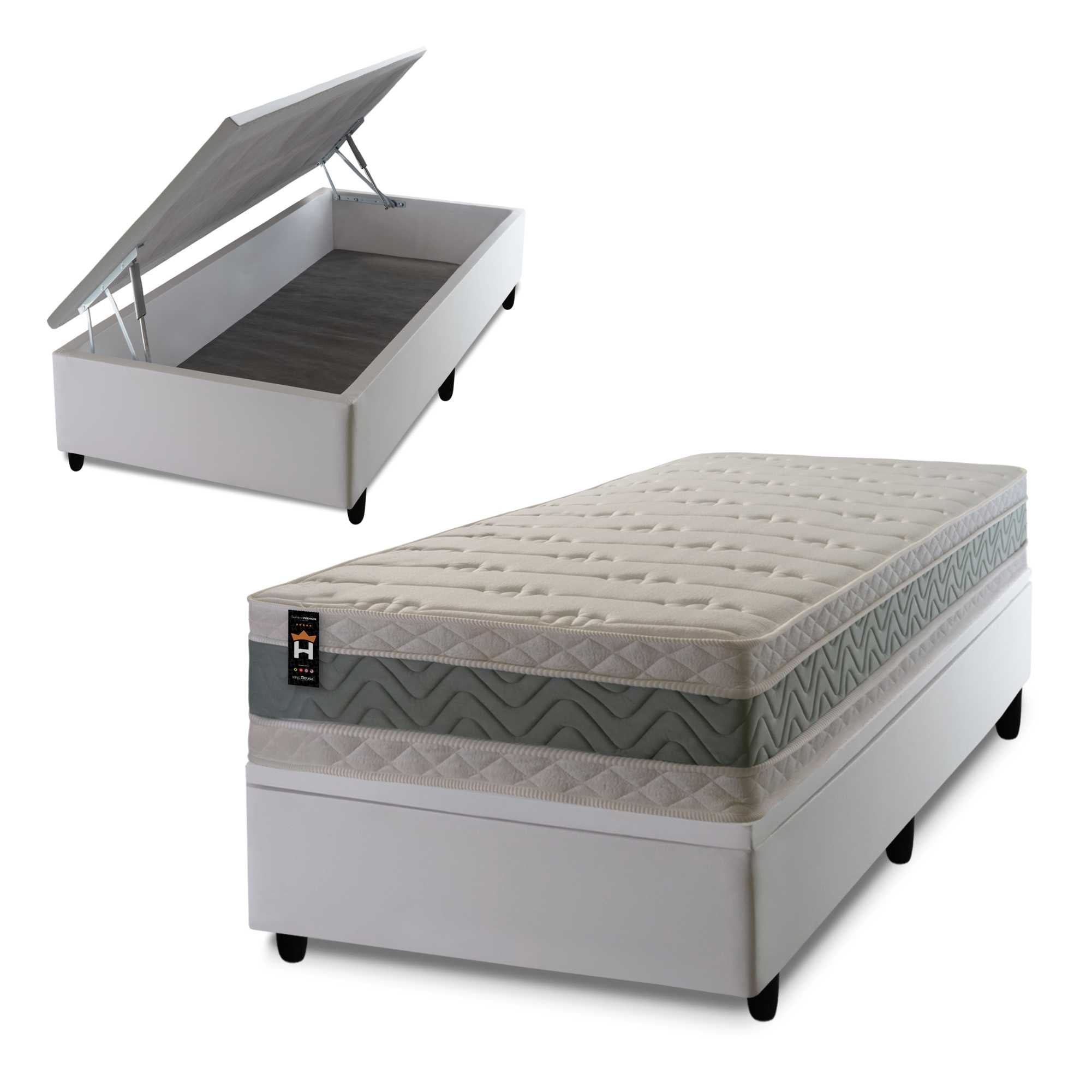Cama Box Baú Oxford 96x203 Branco Espuma D33 King House