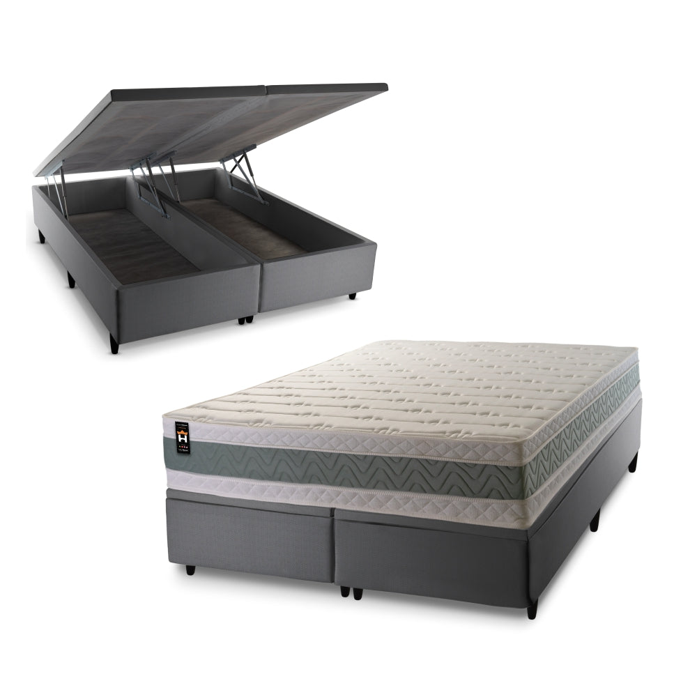 Cama Box Baú Oxford Espuma D33 193x203 Cinza King House