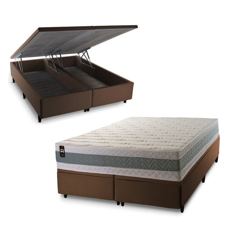 Cama Box Baú Oxford Espuma D33 158x198 Marrom King House