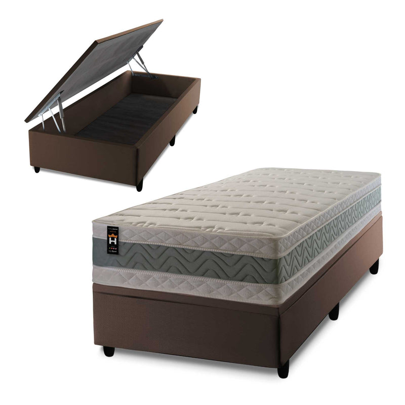 Cama Box Baú Oxford 96x203 Marrom Espuma D33 King House