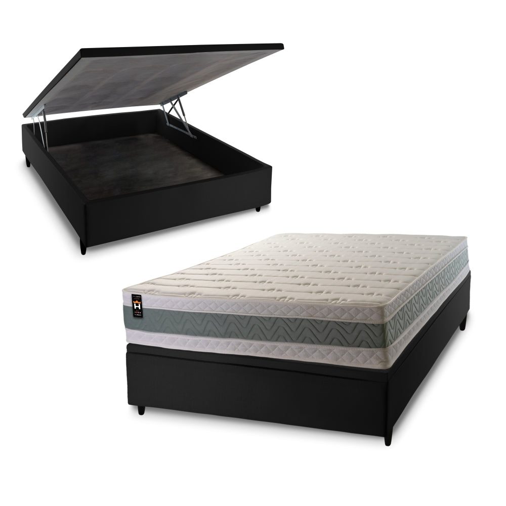 Cama Box Baú Oxford 138x188 Preto Espuma D33 King House