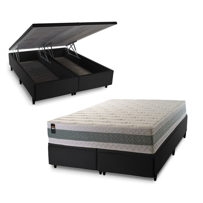 Cama Box Baú Oxford Espuma D33 158x198 Preto King House