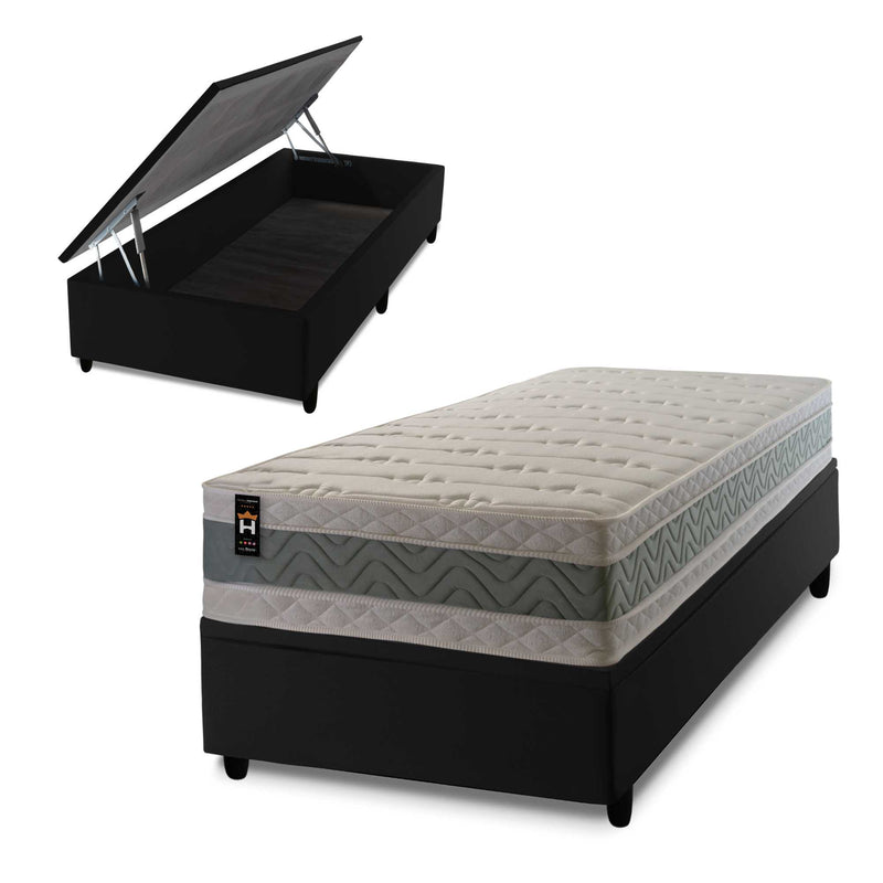 Cama Box Baú Oxford Verde 88x188 Preto Espuma D33 King House