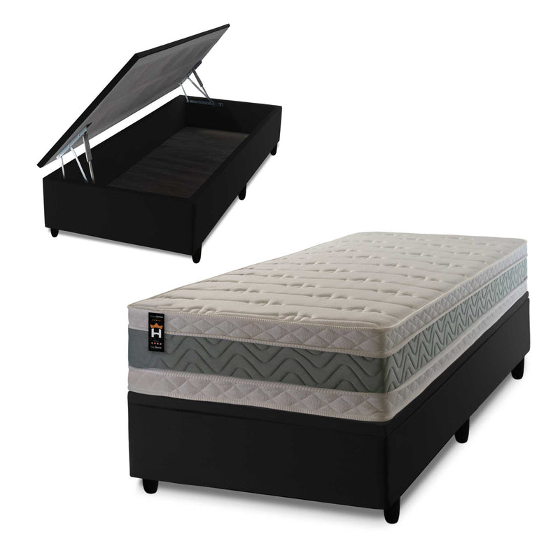 Cama Box Baú Oxford Verde 96x203 Preto Espuma D33 King House