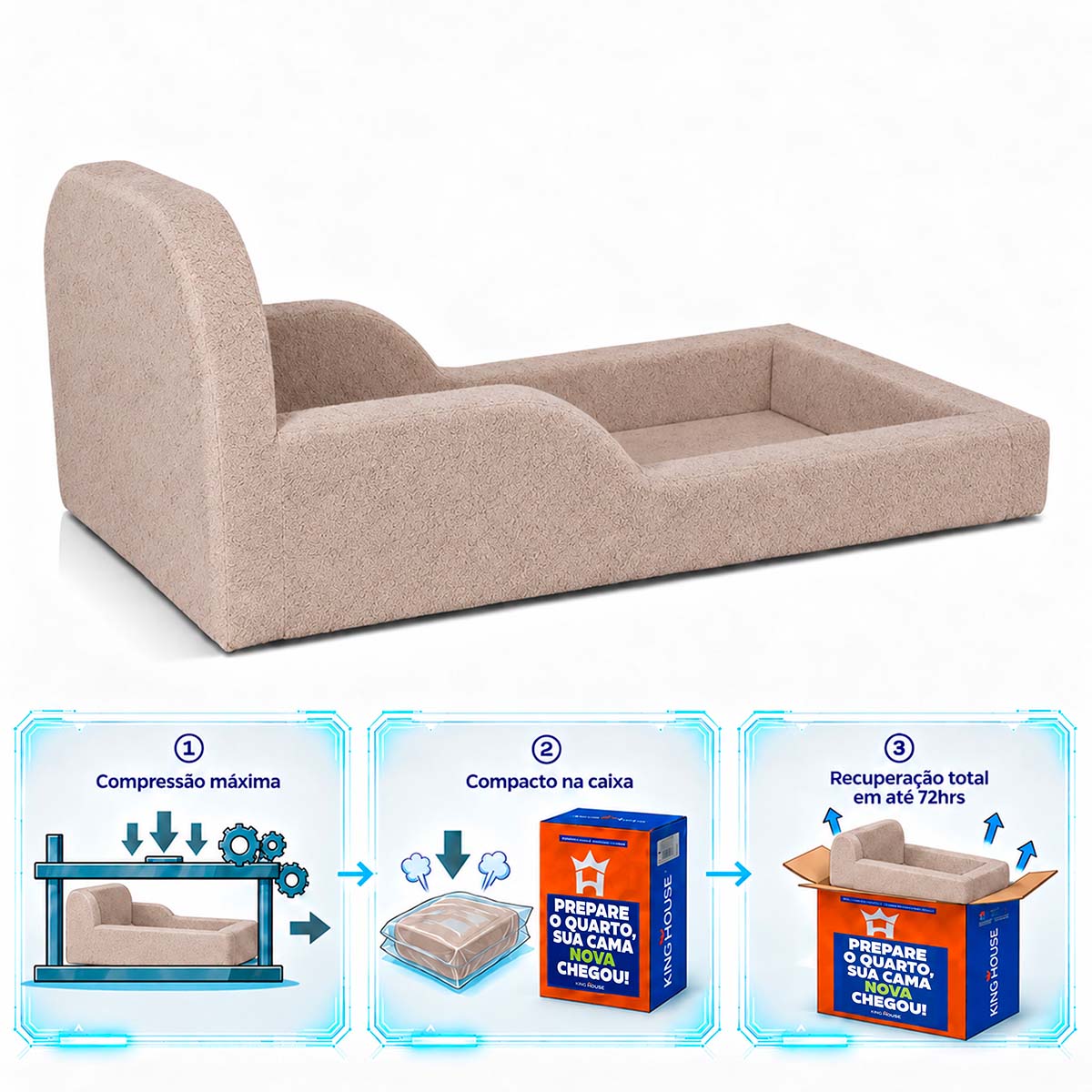 Cama Montessoriana Pamplona Espuma á Vácuo Solteiro Bouclê