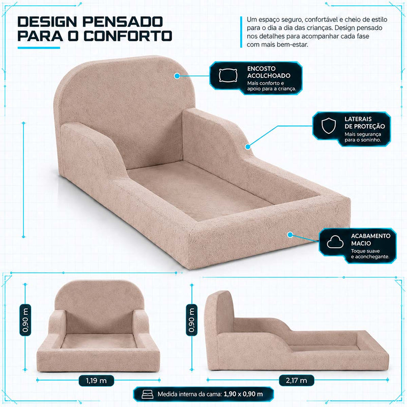 Cama Montessoriana Pamplona Espuma á Vácuo Solteiro Bouclê