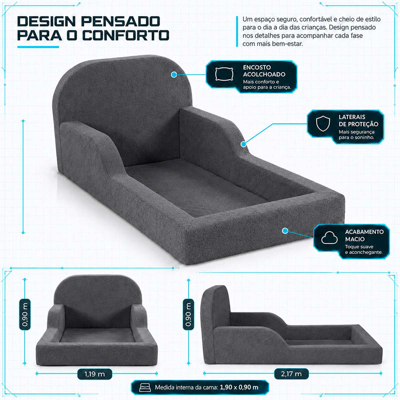 Cama Montessoriana Pamplona Espuma á Vácuo Solteiro Bouclê