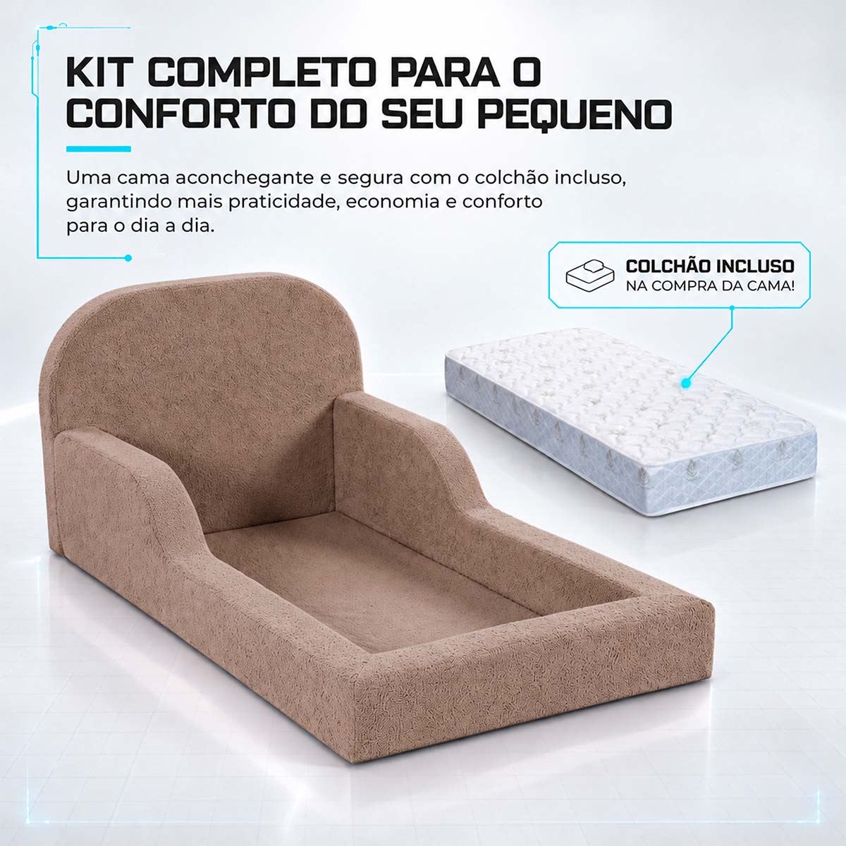 Cama Montessoriana Pamplona Espuma á Vácuo Solteiro Bouclê
