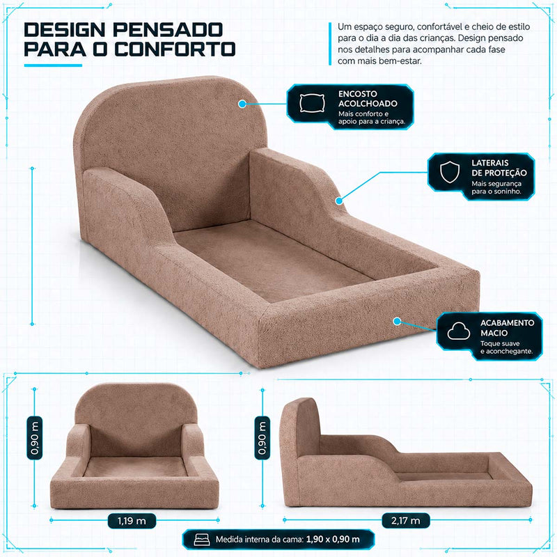 Cama Montessoriana Pamplona Espuma á Vácuo Solteiro Bouclê