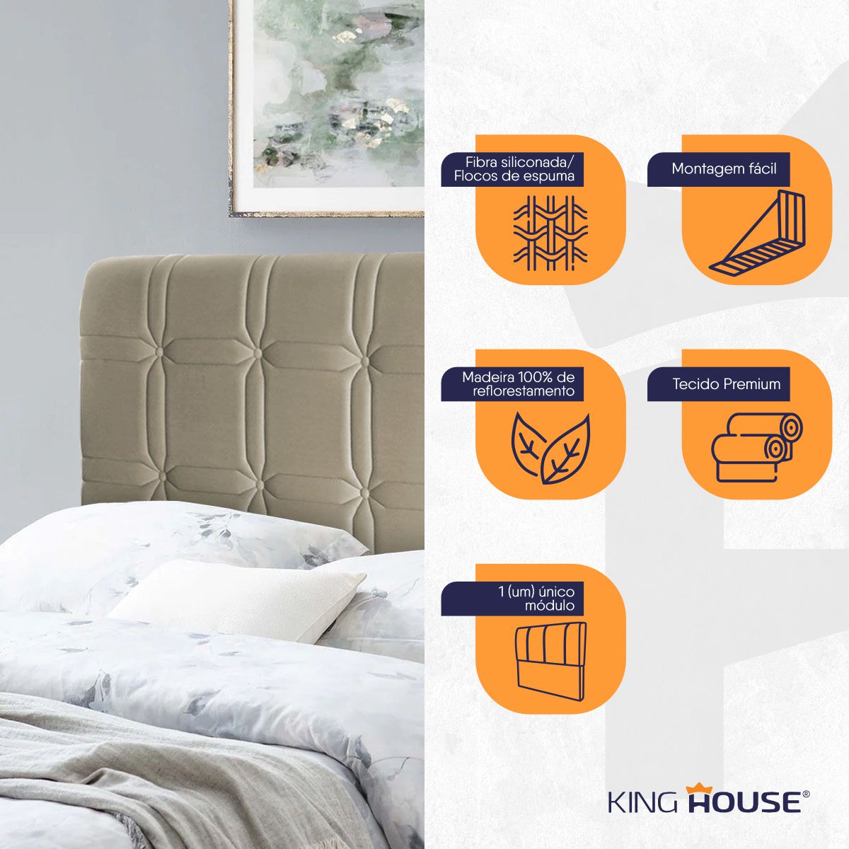 Cabeceira Polo Cama Box Queen 160cm Suede Velut Bege