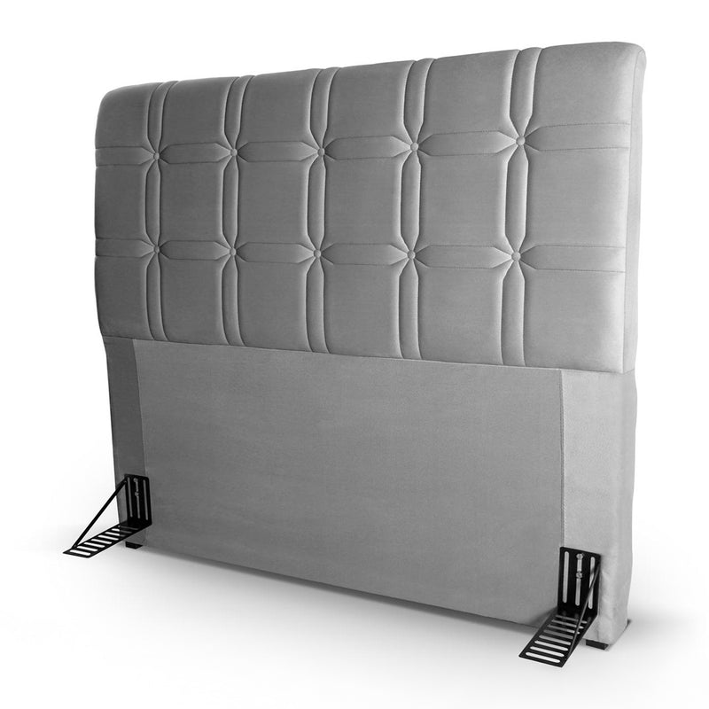 Cabeceira Polo Cama Box Casal 140cm Suede Velut Cinza