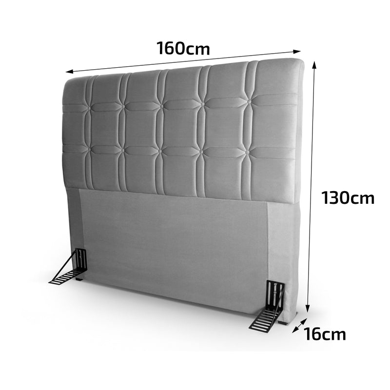 Cabeceira Cama Box Queen 160cm Suede Velut Cinza