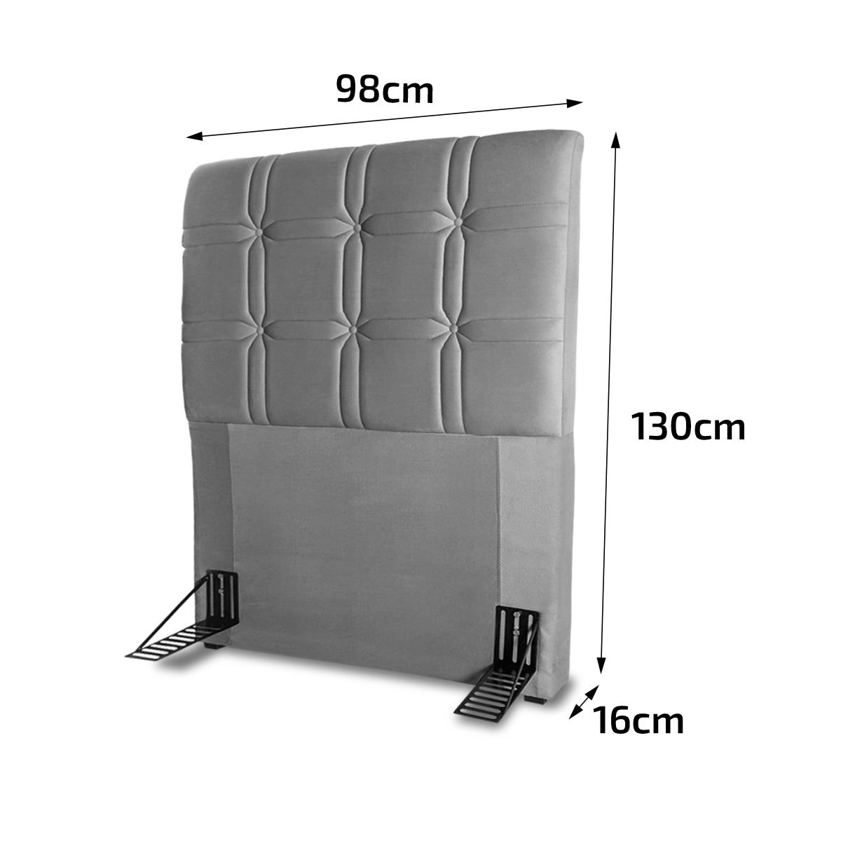 Cabeceira Cama Box Solteiro 98cm Suede Velut Cinza