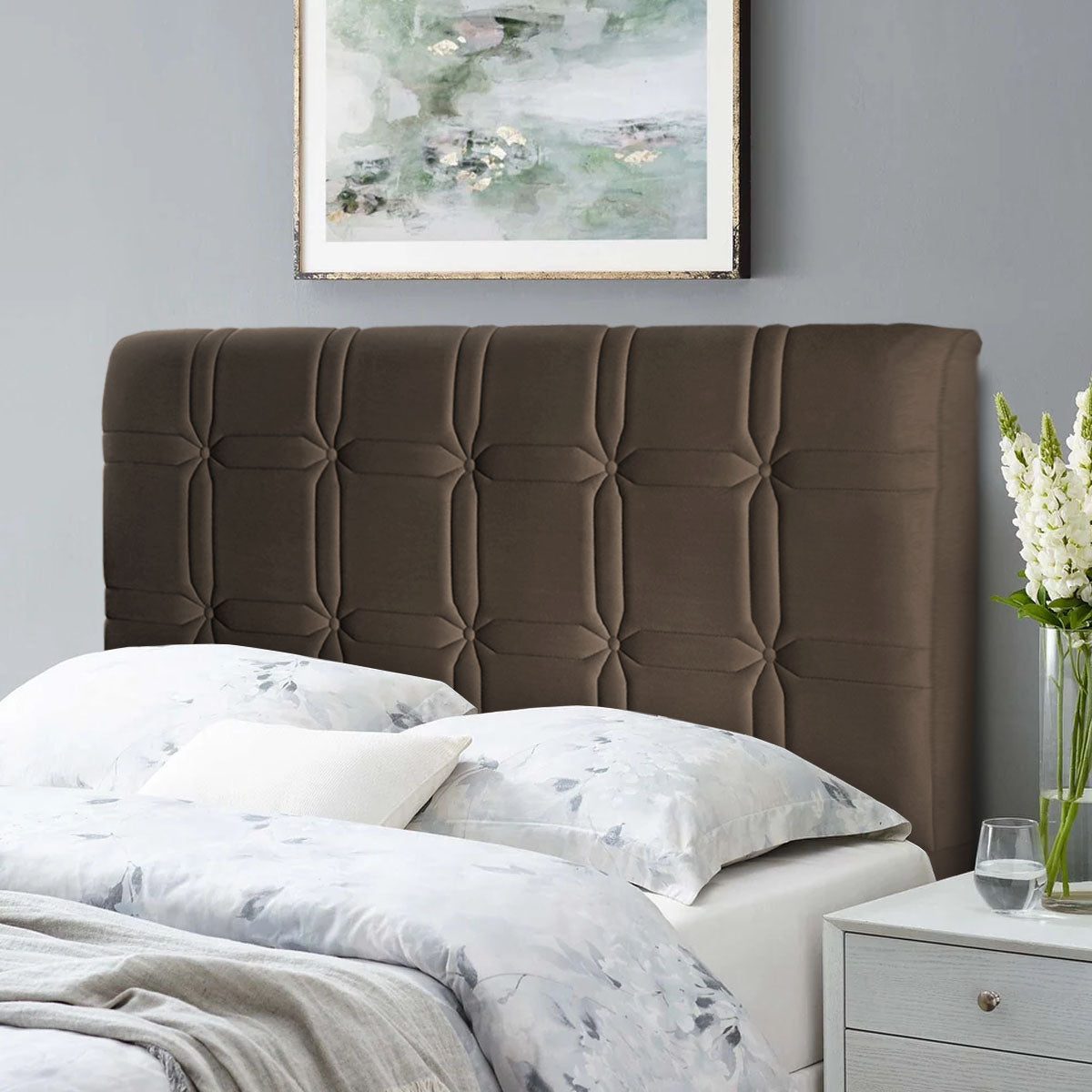 Cabeceira Cama Box Casal 140cm Suede Velut Marrom