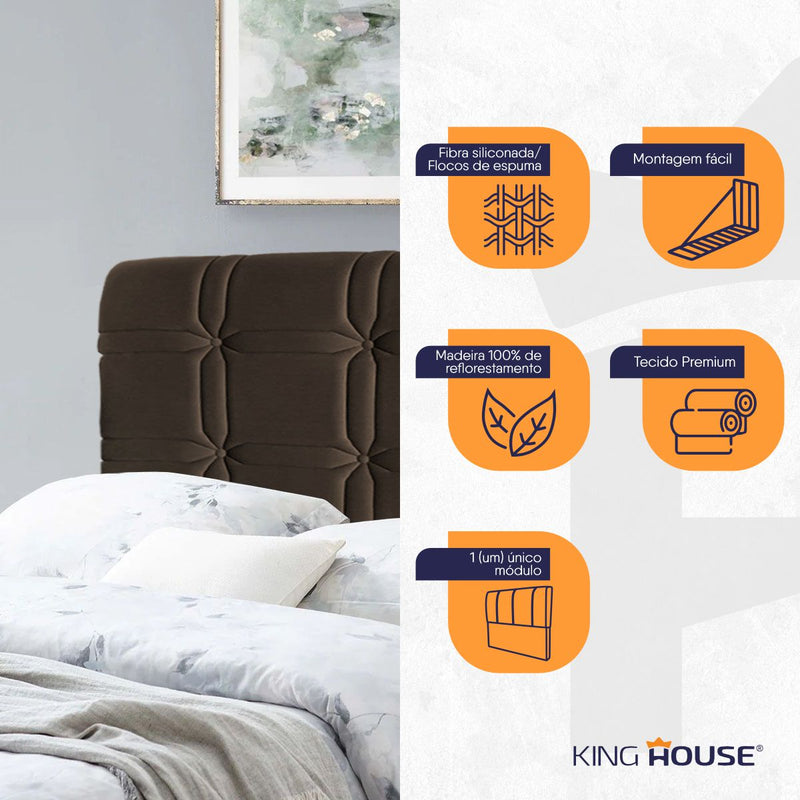 Cabeceira Polo Cama Box Solteiro 90cm Suede Velut Marrom