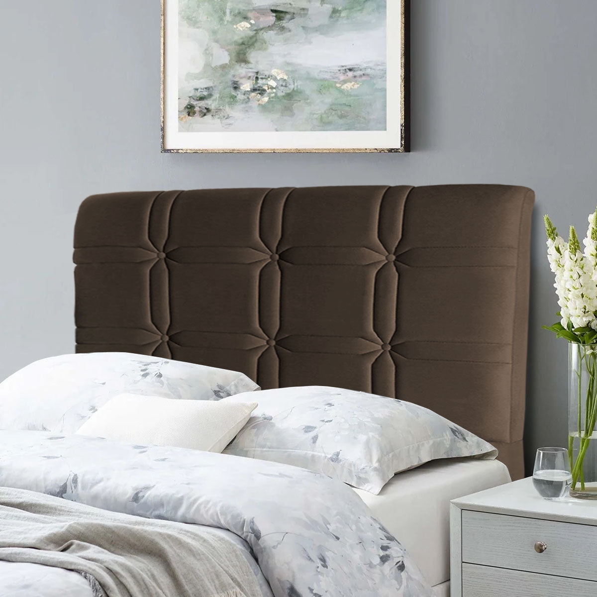 Cabeceira Cama Box Solteiro 98cm Suede Velut Marrom