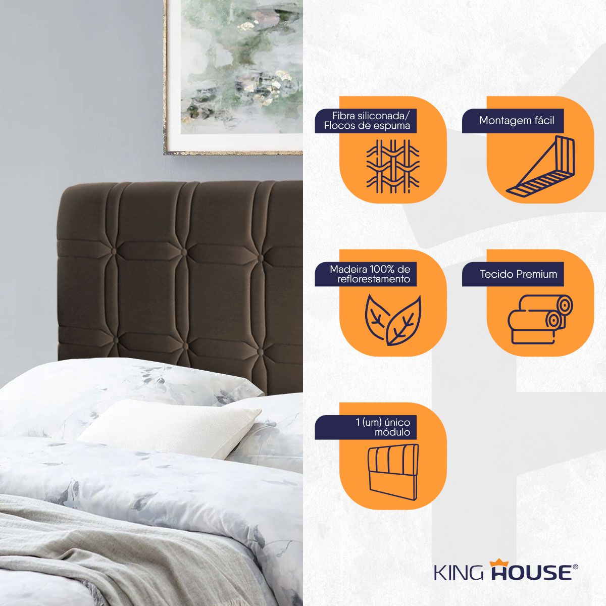 Cabeceira Cama Box Solteiro 98cm Suede Velut Marrom