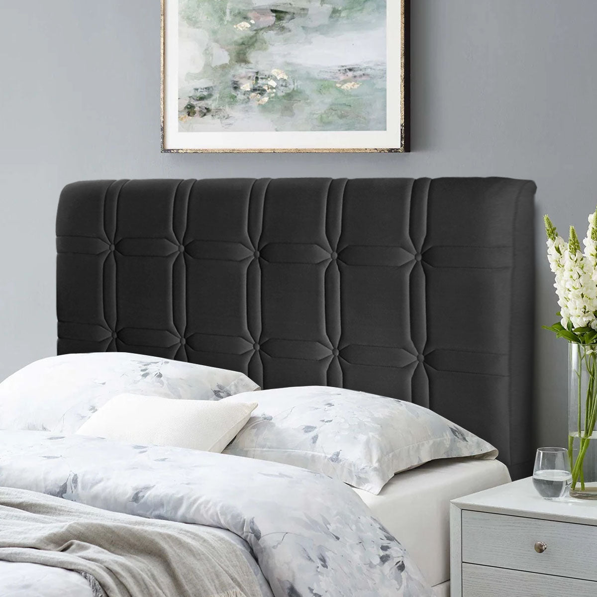 Cabeceira Polo Cama Box Queen 160cm Suede Velut Preto